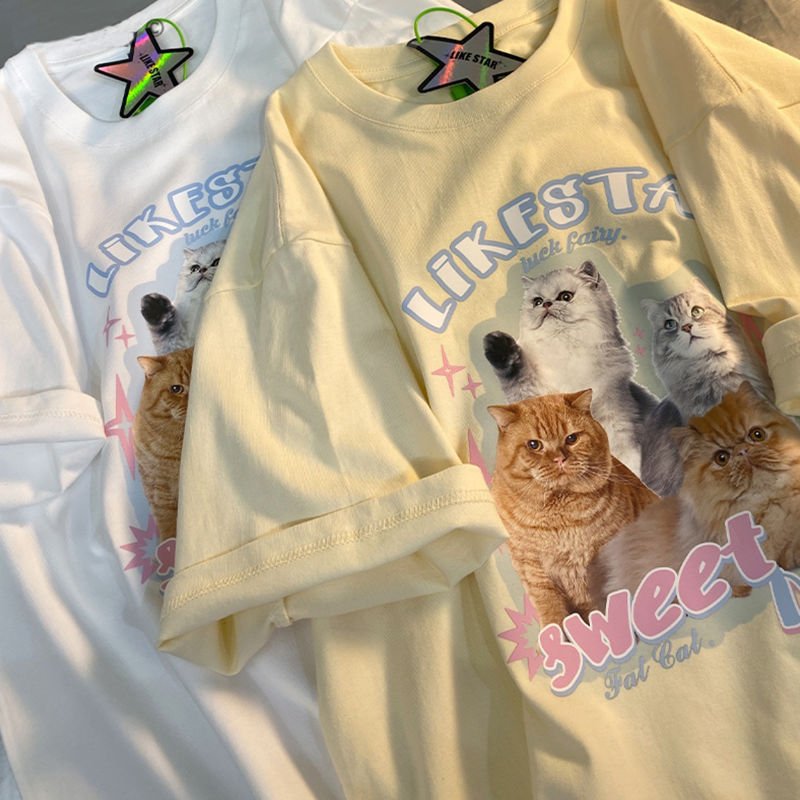 Vintage Design Cotton Candy Cat T-Shirt