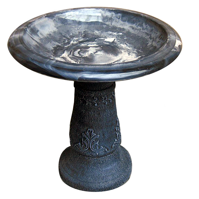 Florentine Marbelized Bird Bath (Ivory/Black bowl with dark pedestal)