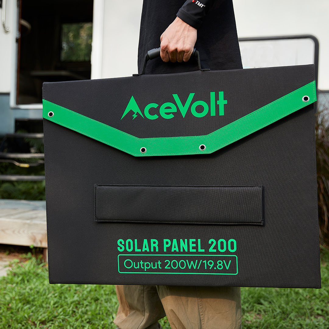 Man holding AceVolt Solar Panel