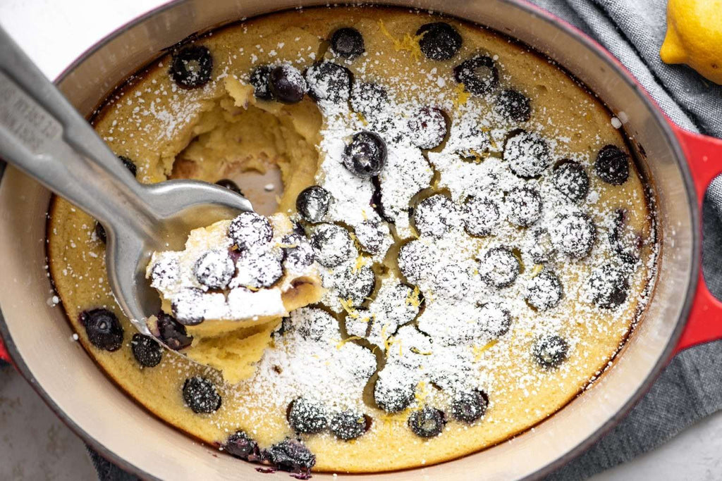 Dutch Oven Lemon Blueberry Clafoutis