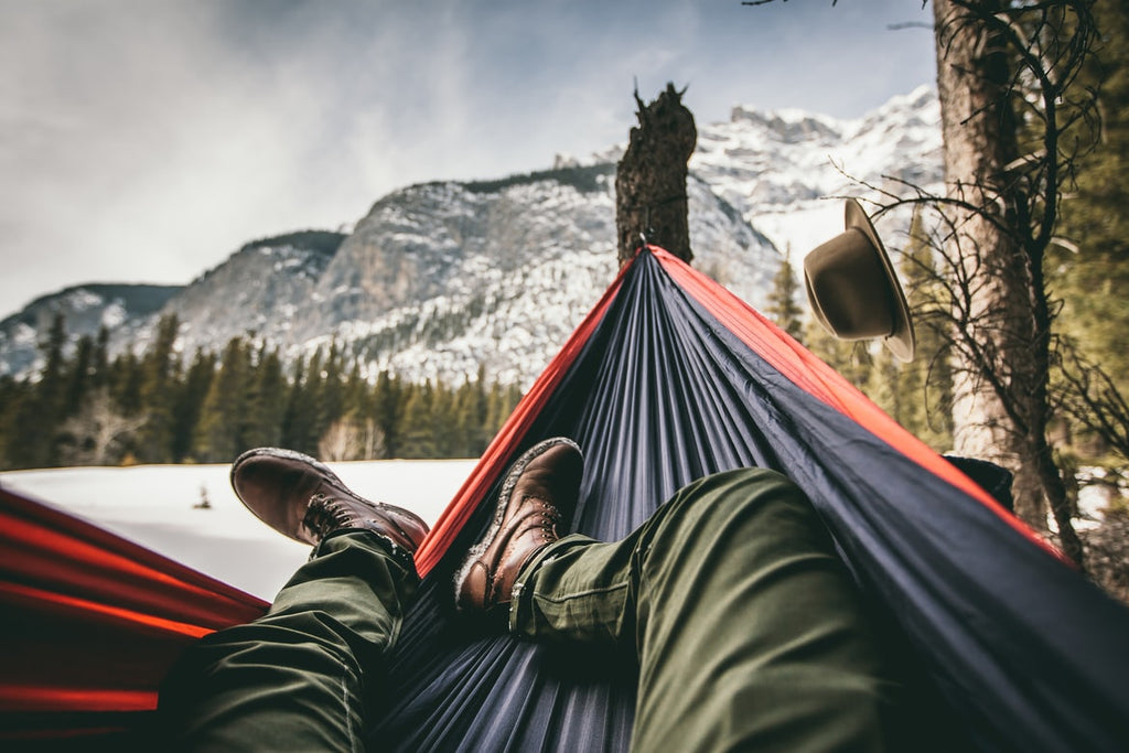 camping with a hammock 