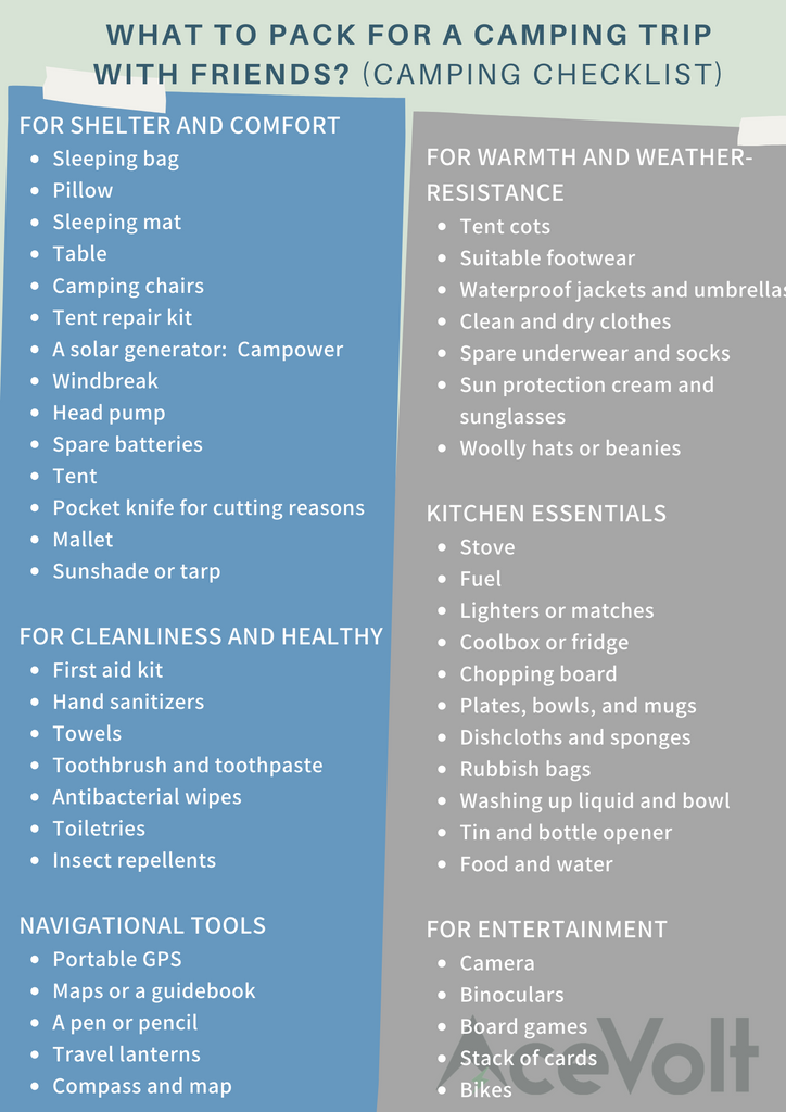  checklist for first camping with friends