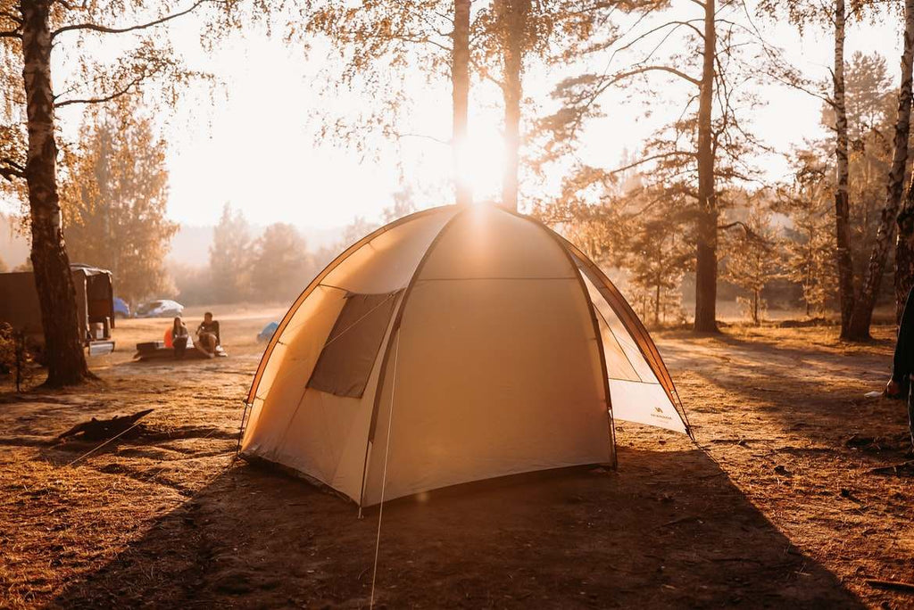 big camping tent with acevolt portable power station