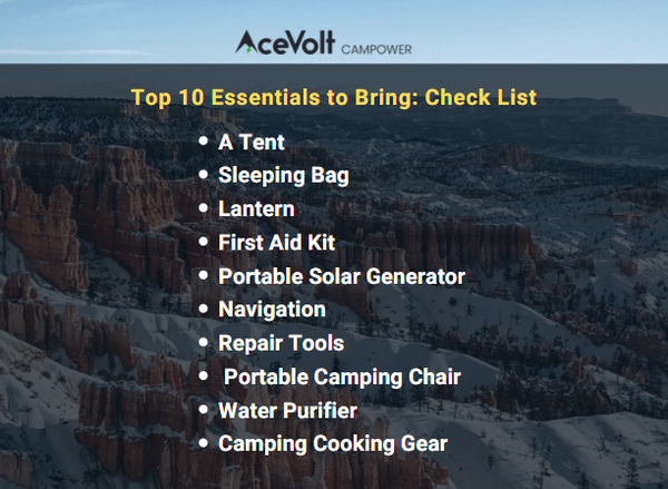 Top 10 Essentials to Bring: Check List by AceVolt Campower