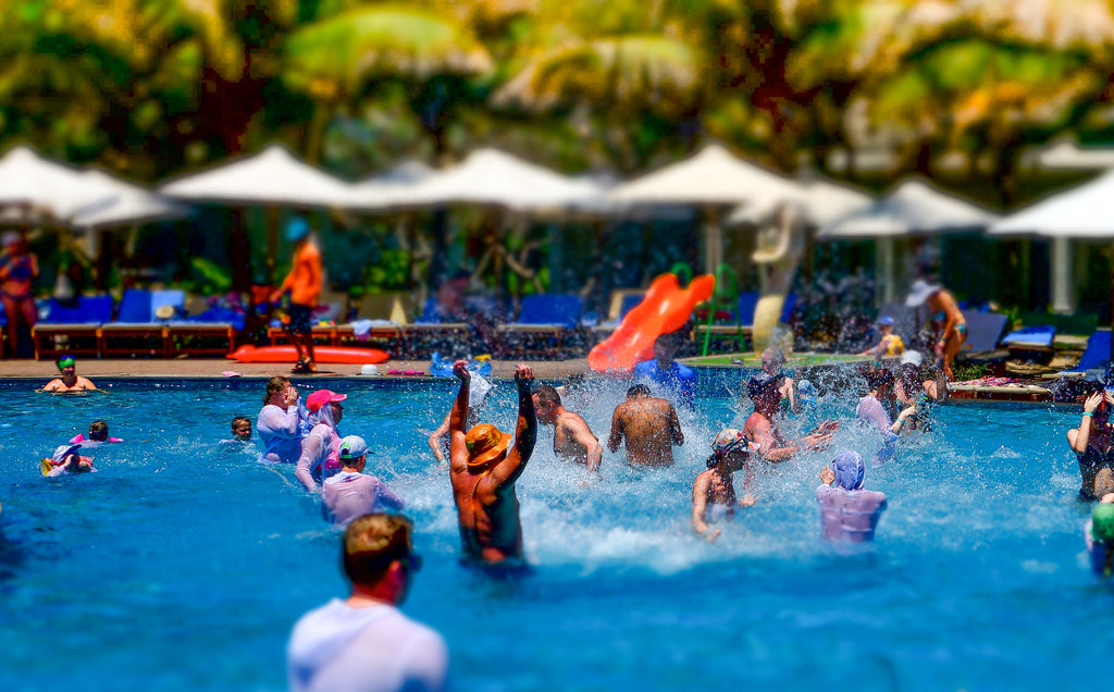 People playing in a pool