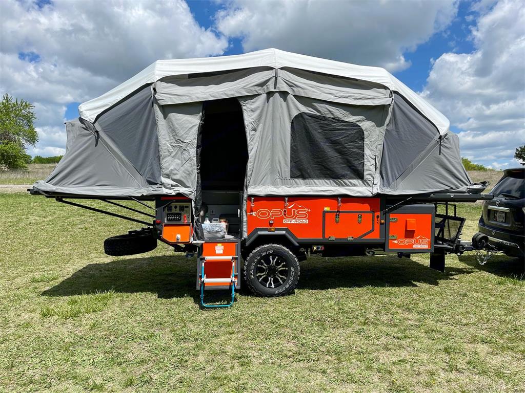 trailer with pop-out tent for camping