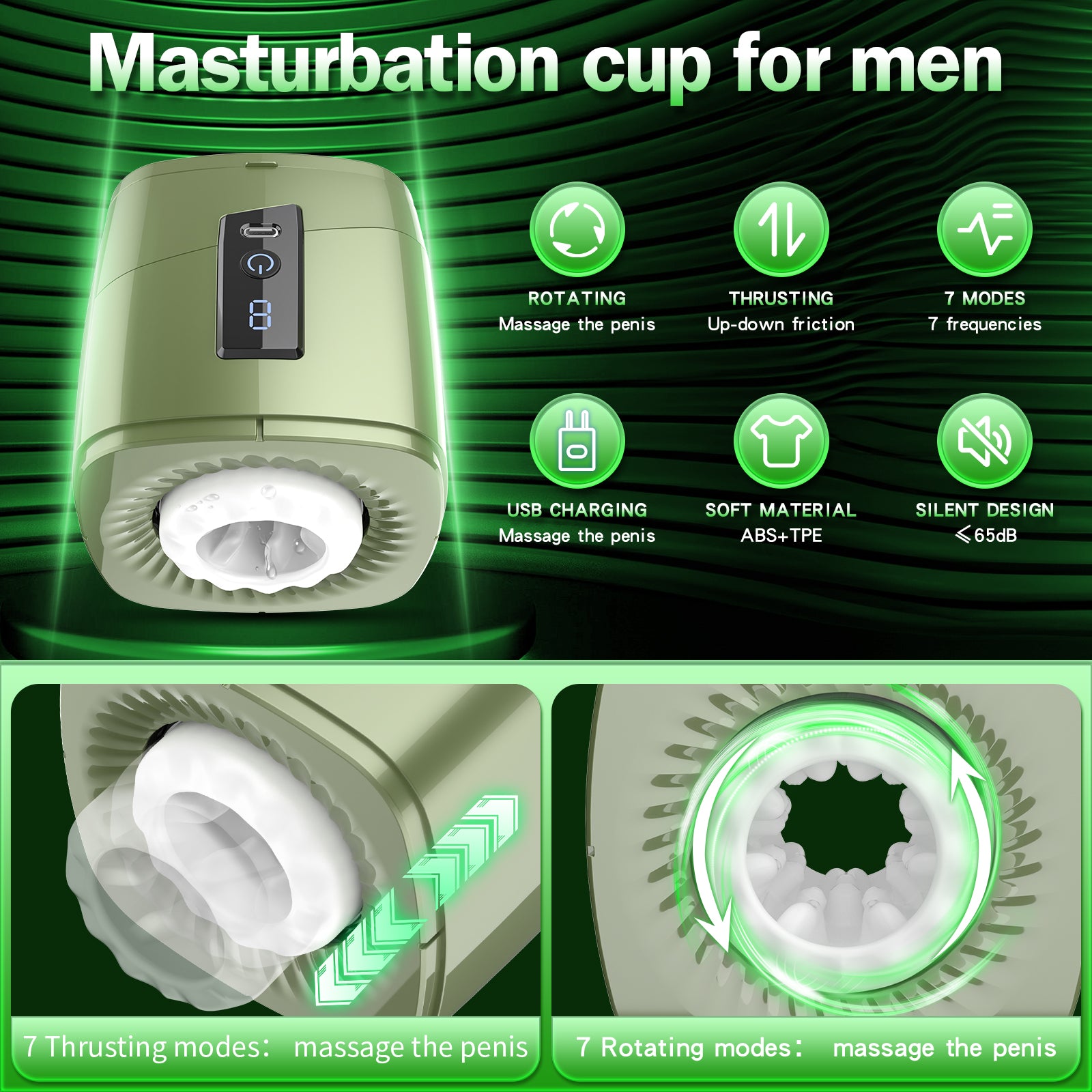 Aierle Masturbation cup Erectile Stem Powerful thrusting and Rotating for man1
