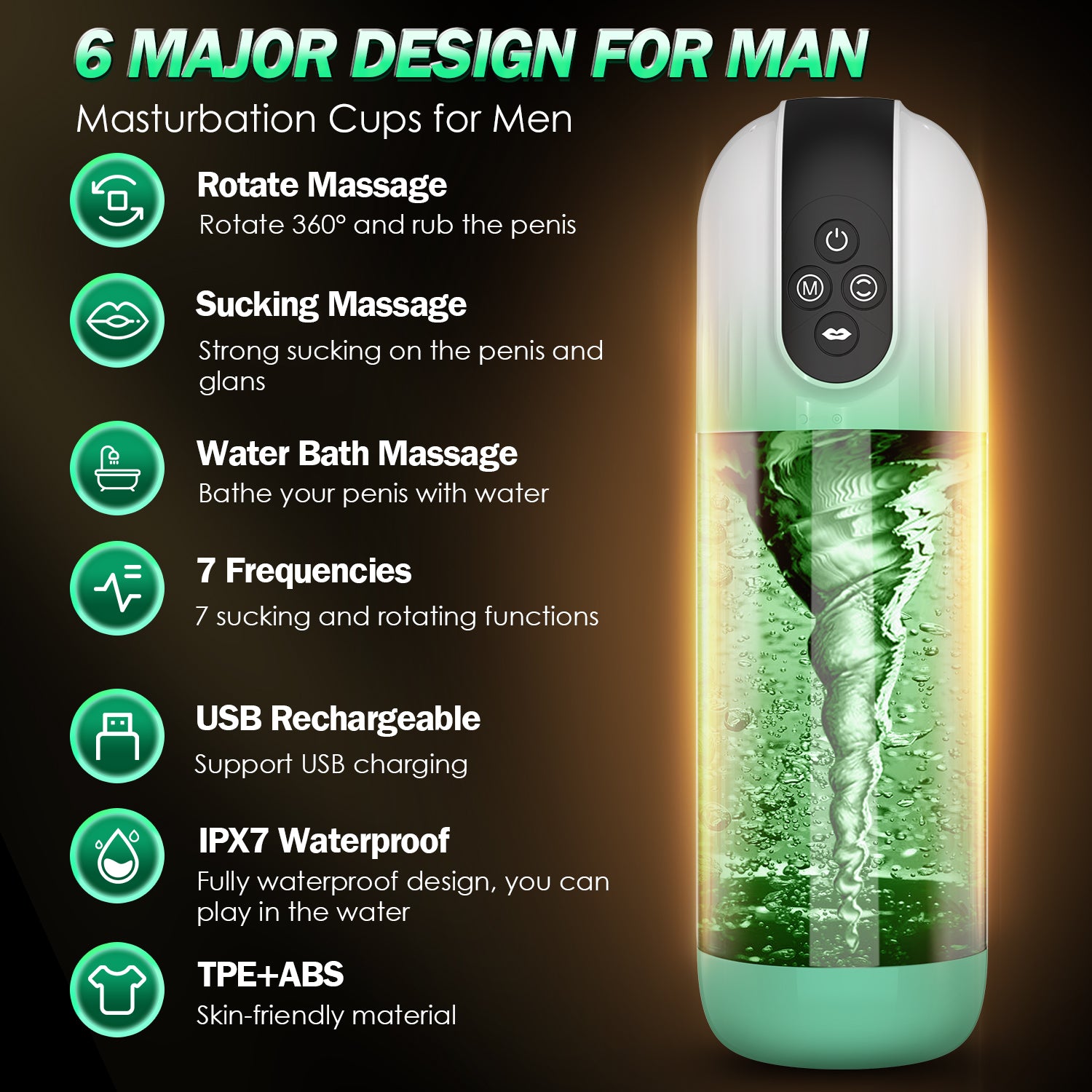 Aierle Masturbation cup for men rotating sucking water bath penis male adult toys3