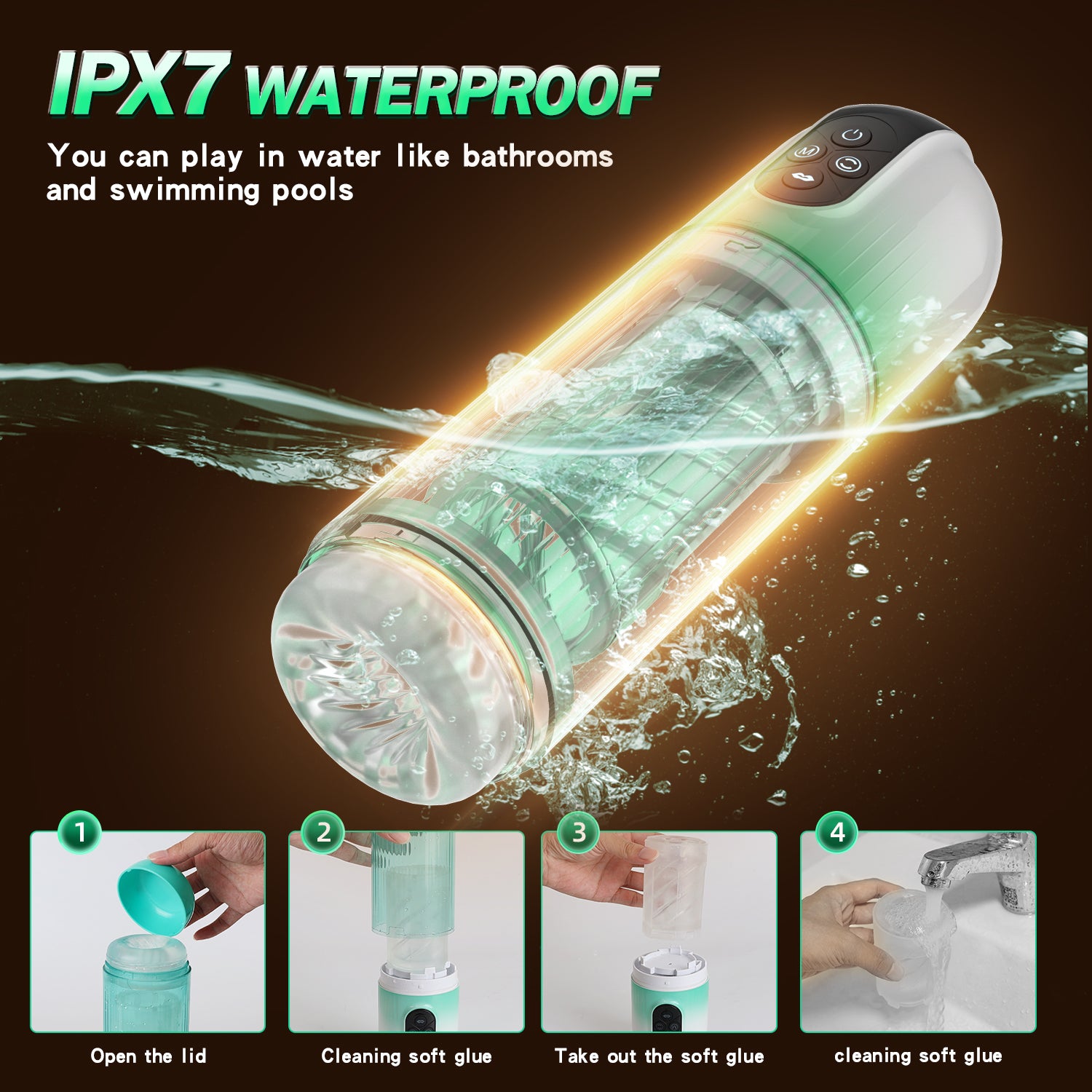 Aierle Masturbation cup for men rotating sucking water bath penis male adult toys9