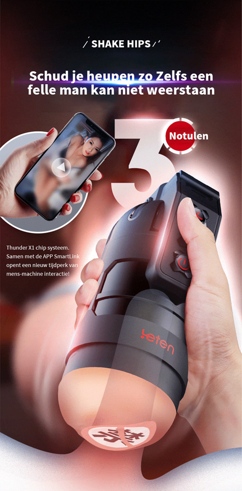 Leten Grenade APP Remote Control Vibrating Male Masturbators-3