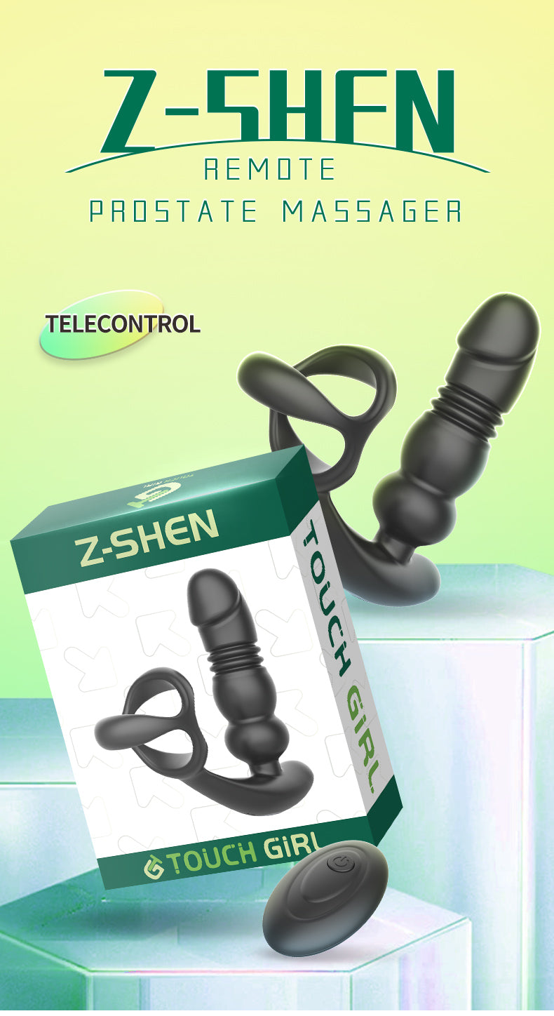 Touch girl Z-SHEN Retractable remote Prostate massager locking ring anal plug for man1