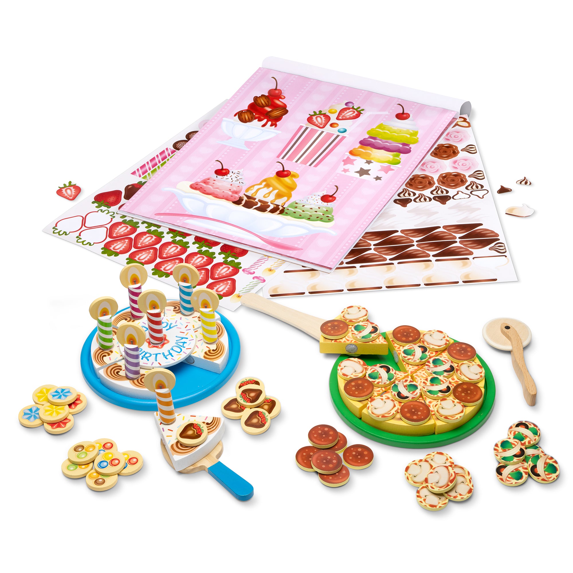 Birthday Party Play Food & Stickers Gift Bundle