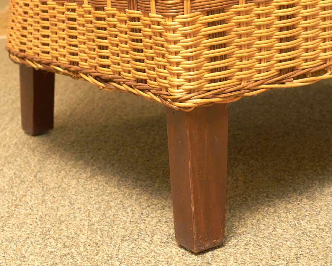 Pair of Roll-Arm  Highback Two-Tone Wicker Chairs