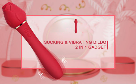 Rose Clitoral Sucking G Spot Vibrator, Clit Sucker Nipple Dildo Rabbit Vibrator, Clitoris Stimulator with 5 Suction Patterns & 10 Strong Vibration Adult Sex Toys for Women Couples