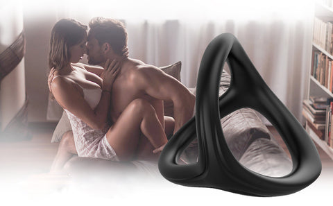 Silicone Penis Ring, 3 in 1 Ultra Soft Cock Ring for Erection Enhancing Sex Toy for Men Couple