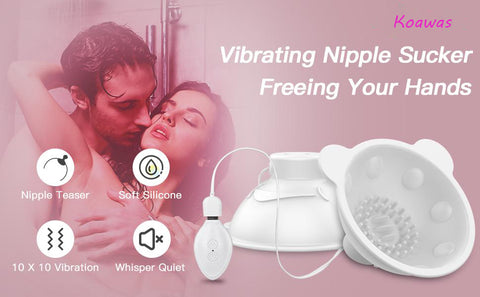 Vibrating Nipple Suckers with Tongue - Flexible 2 Bullet Vibrators & 10 Vibration Modes Powerful Suction Stimulators Massager Adult Sex Toys for Women Solo Play or Couples Fun