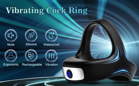 Vibrating Penis Ring for Men Erection Support Pleasure Enhance, Grilent Triangular Silicone Cock Ring with 10 Intense Vibration Modes, Testicles Stimulates, Adult Sex Toys for Men Couples