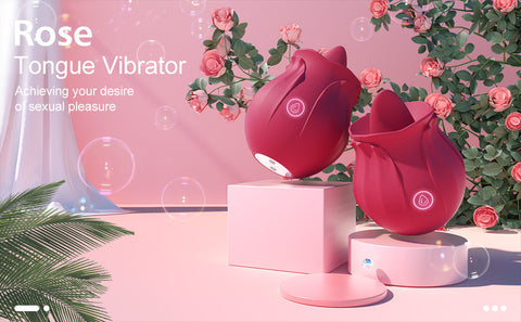 Tongue Vibrator Clitoral Stimulator, Personal Breast Licking Nipple G spot Vibrator with 10 Vibration Modes, Mini Clit Vibrator for Oral Sex, Rose Vibrator Adult Sex Toys for Women & Couples(Dark Red)