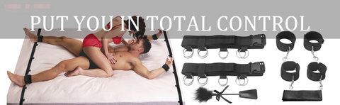 Strict Bed Restraint Kit, Under Mattress Restraint Bondage Set with Wrist Ankle Cuff, BDSM Sex Game Play for Couple, Blindfold & Tickler Included