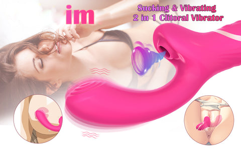 G Spot Clitoral Sucking Vibrator with 10 Sucking & Vibrating Modes, Rose Vibrator Rechargeable Rabbit Dildo Vibrator for Vaginal Orgasm and Clitoris Stimulation, Clit Massager Sex Toy
