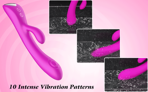 G-spot Rabbit Vibrator with Double-Sided Hitting - High Frequency Vaginal Clitoral Orgasm Triggering Dildo Massager with 10 Vibrating Modes, Rechargeable Adult Toy for Women Couple Sex Things