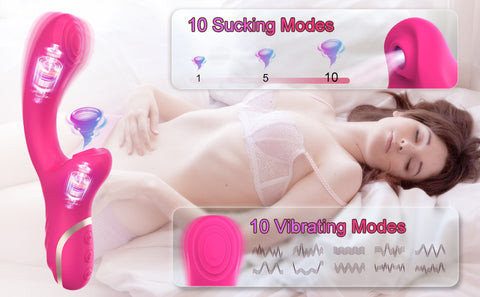 G Spot Clitoral Sucking Vibrator with 10 Sucking & Vibrating Modes, Rose Vibrator Rechargeable Rabbit Dildo Vibrator for Vaginal Orgasm and Clitoris Stimulation, Clit Massager Sex Toy