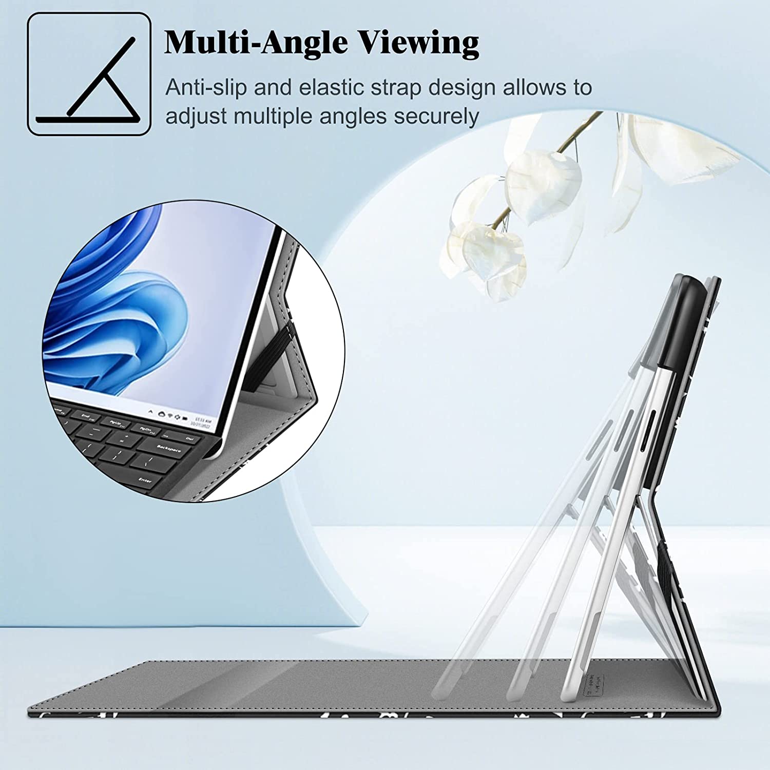 Surface Pro 9 Multi-Angle Viewing Case w/ Pocket and Stylus Holder | Fintie