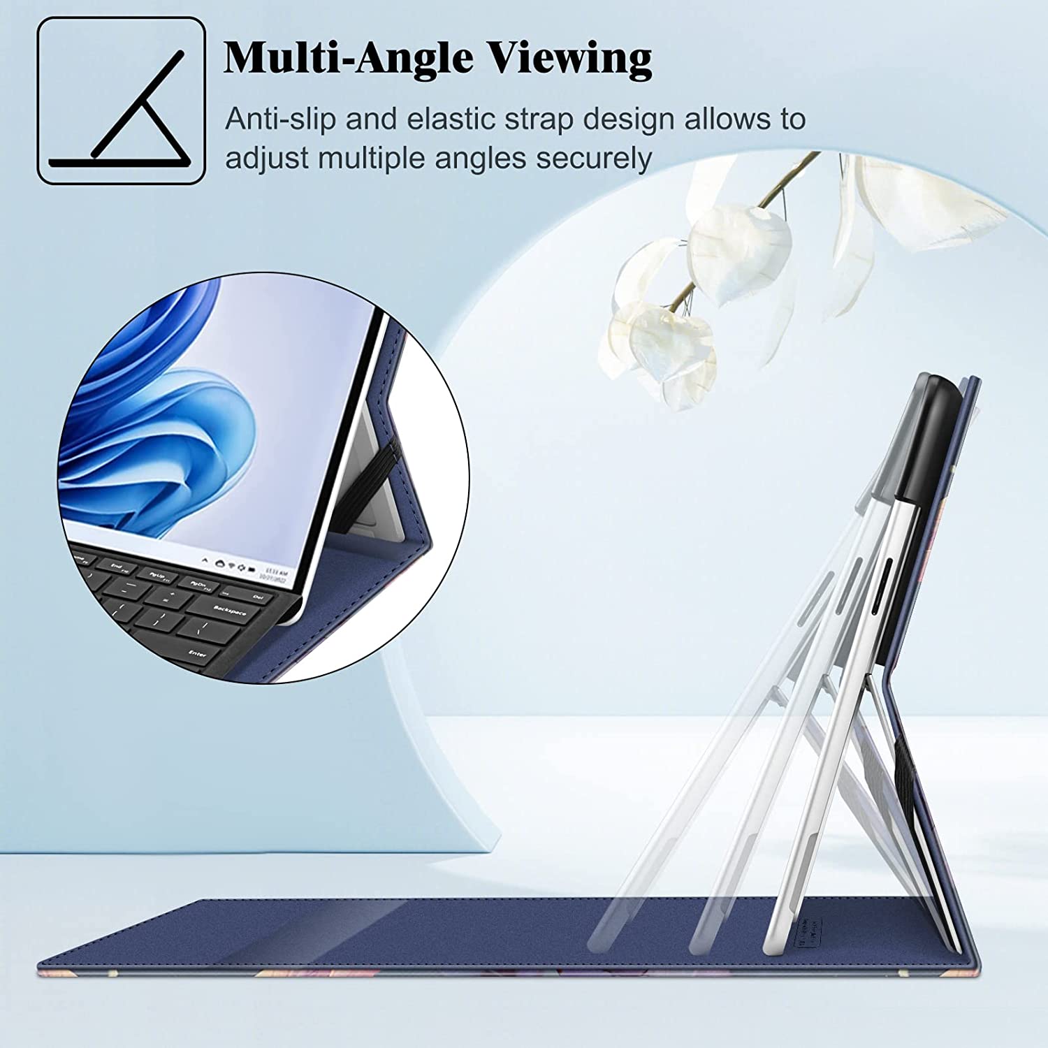 Surface Pro 9 Multi-Angle Viewing Case w/ Pocket and Stylus Holder | Fintie