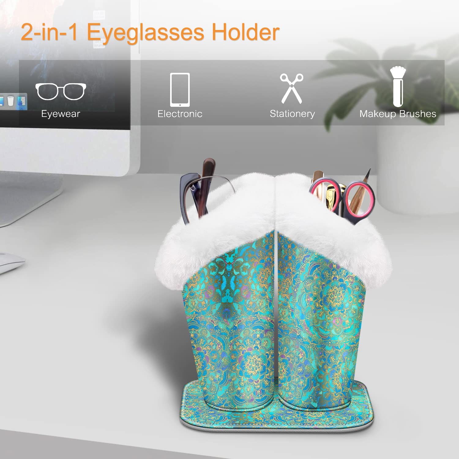 Double Plush Lined Eyeglasses Holder with Magnetic Base | Fintie