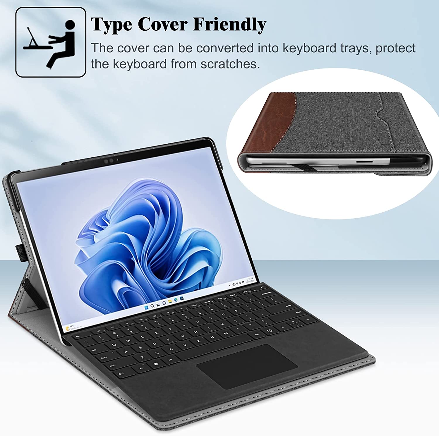 Surface Pro 9 Multi-Angle Viewing Case w/ Pocket and Stylus Holder | Fintie