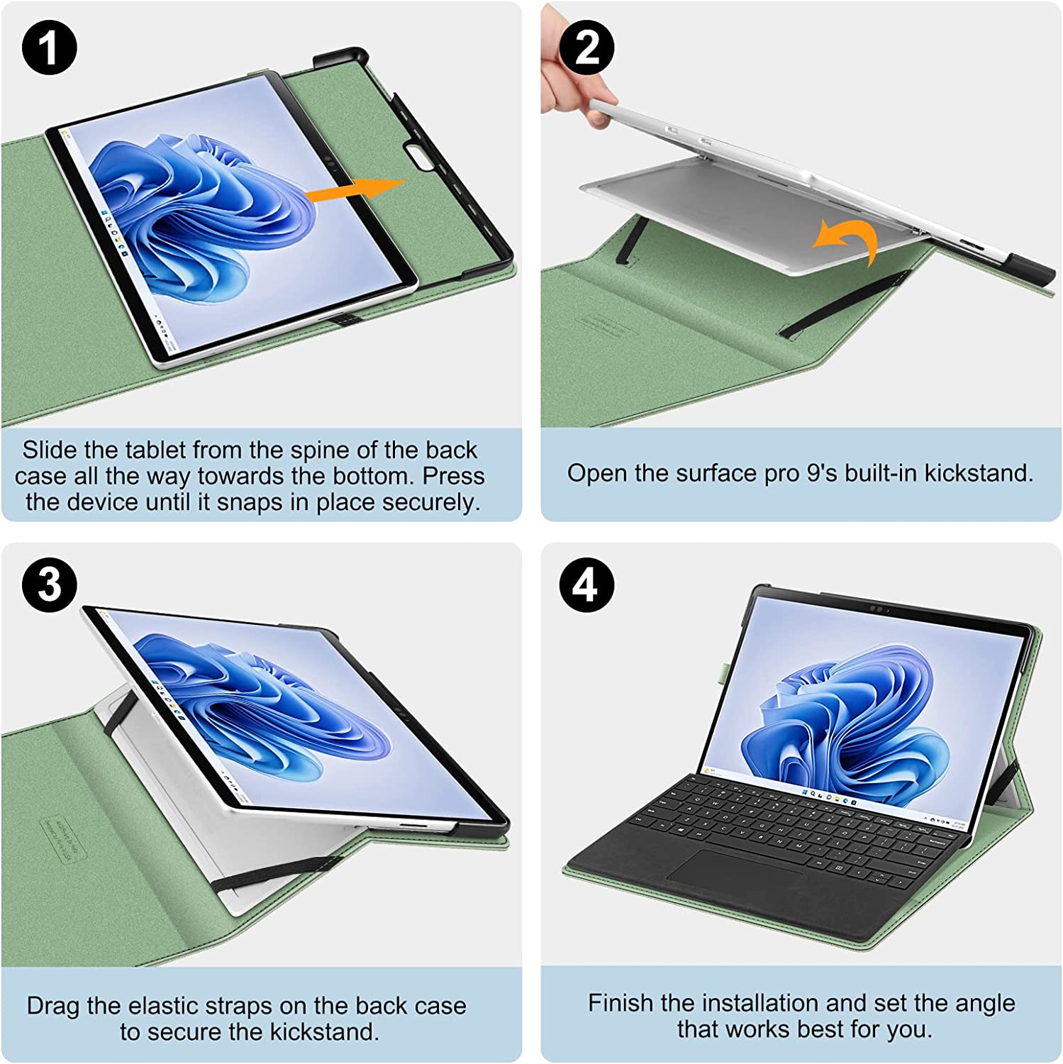 Surface Pro 9 Multi-Angle Viewing Case w/ Pocket and Stylus Holder | Fintie