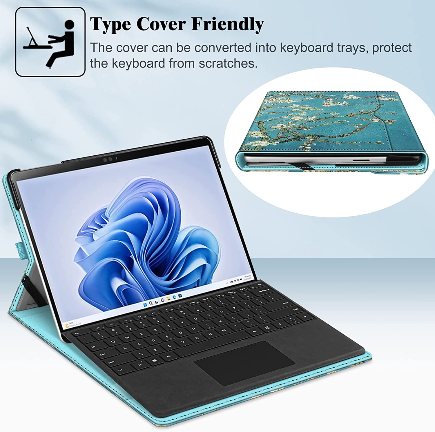 Surface Pro 9 Multi-Angle Viewing Case w/ Pocket and Stylus Holder | Fintie