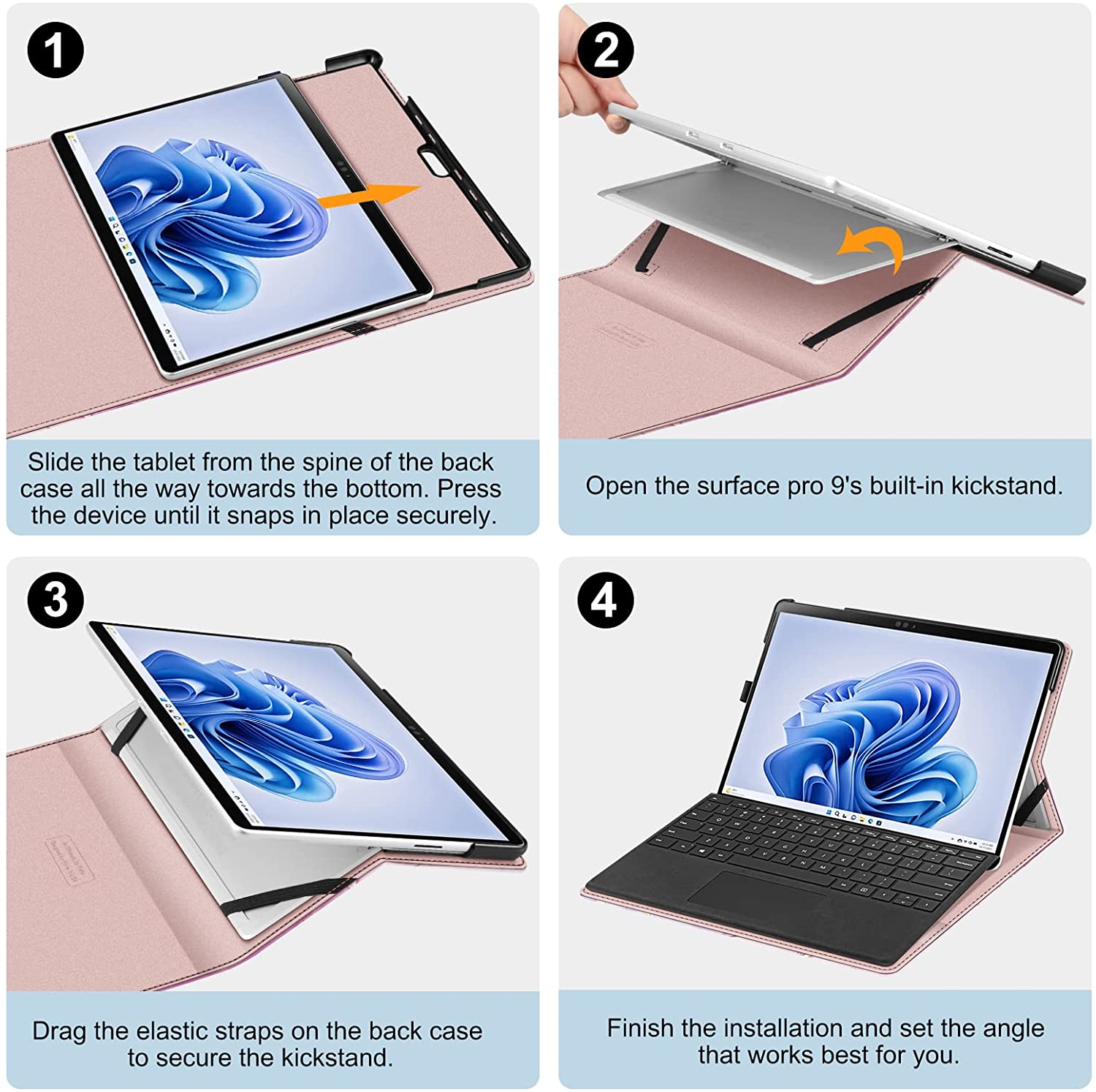 Surface Pro 9 Multi-Angle Viewing Case w/ Pocket and Stylus Holder | Fintie