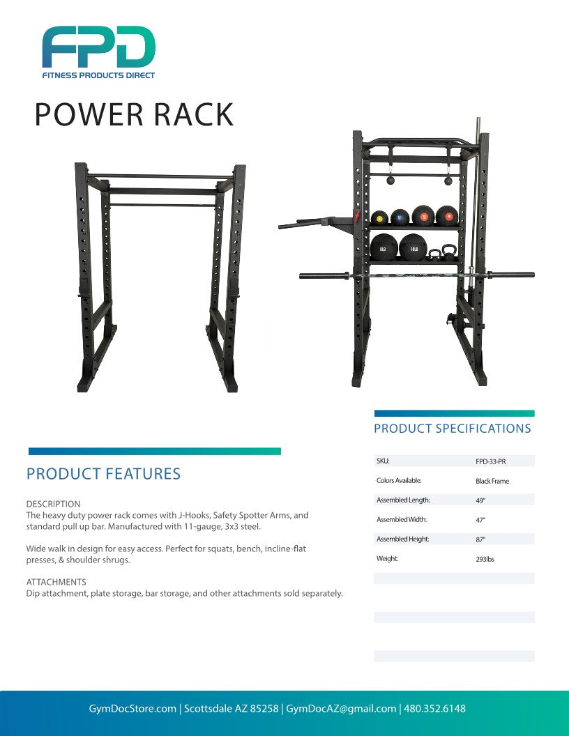 Adjustable Power Squat Stand Rack - Fitness Power Rack