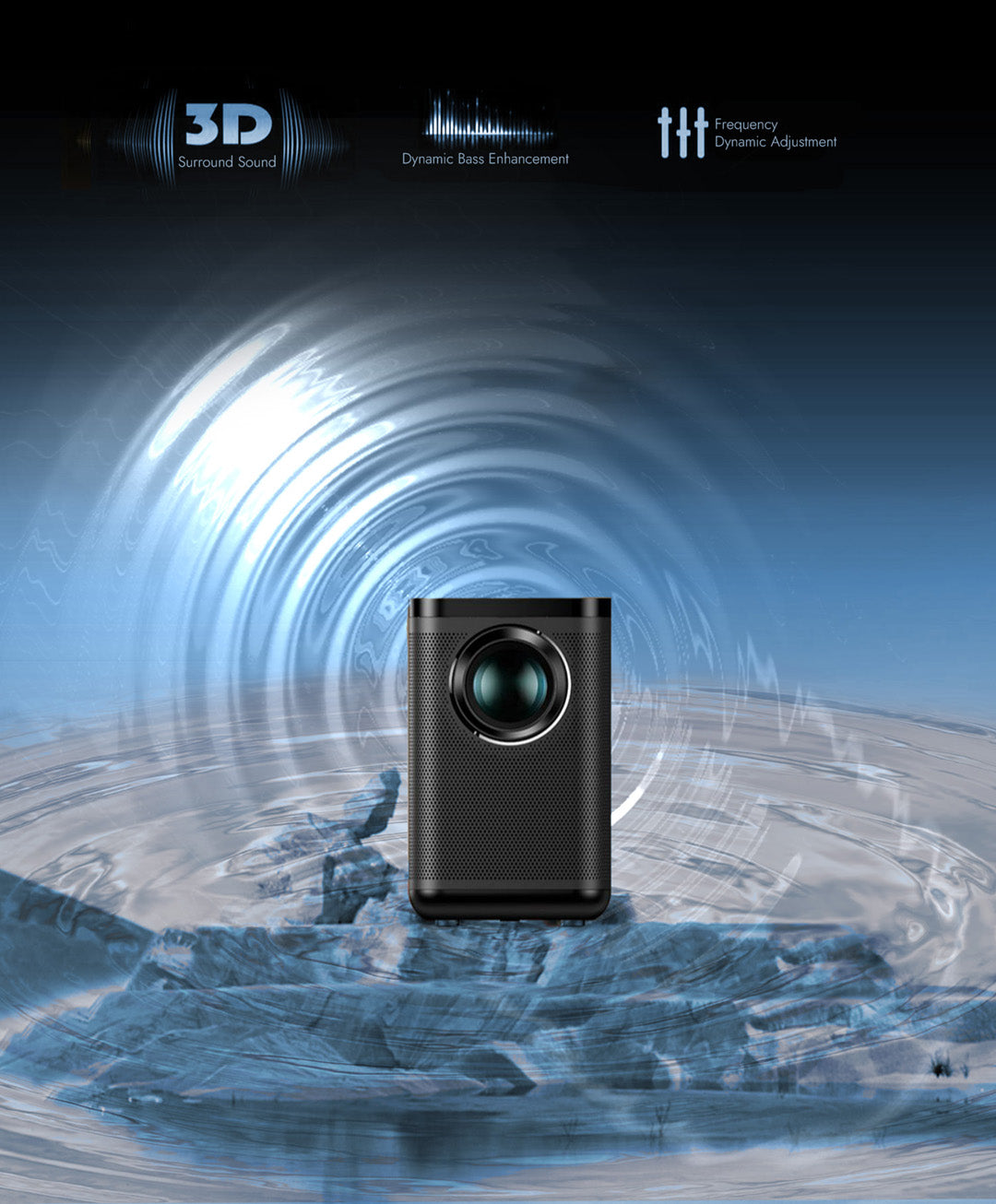 3D Surrond Sound, Dynamic Bass Enhancement equipped in home smart mini projector ZEEMR D1 Pro global version