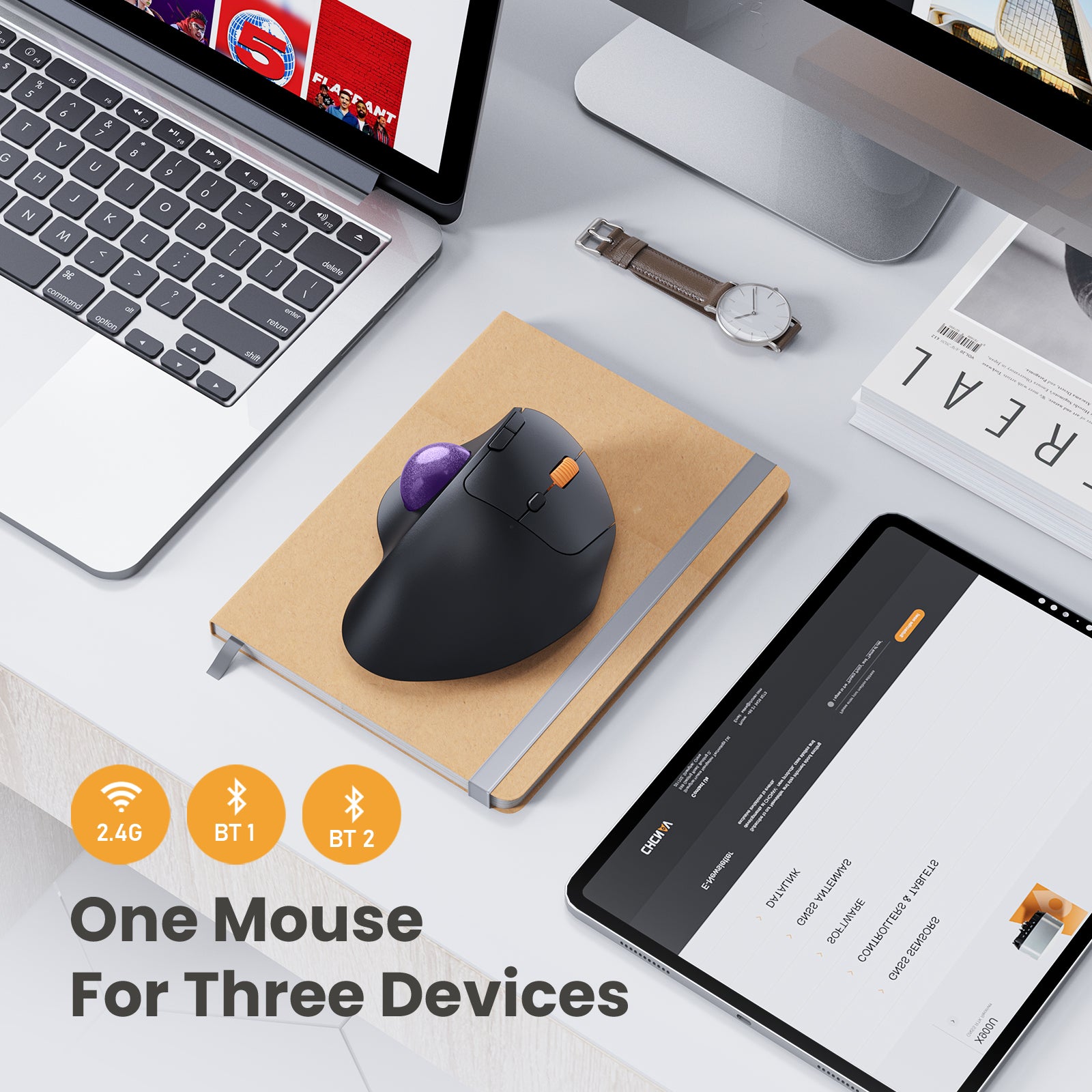 EM04 Ergonomic Bluetooth Trackball Mouse