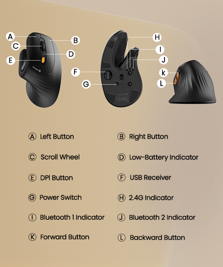 EM11 NL Bluetooth Ergonomic Vertical Mouse