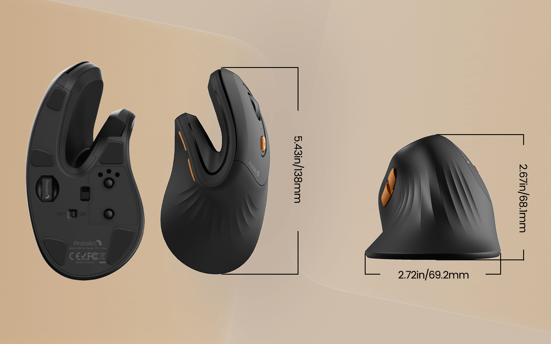 EM11 NL Bluetooth Ergonomic Vertical Mouse