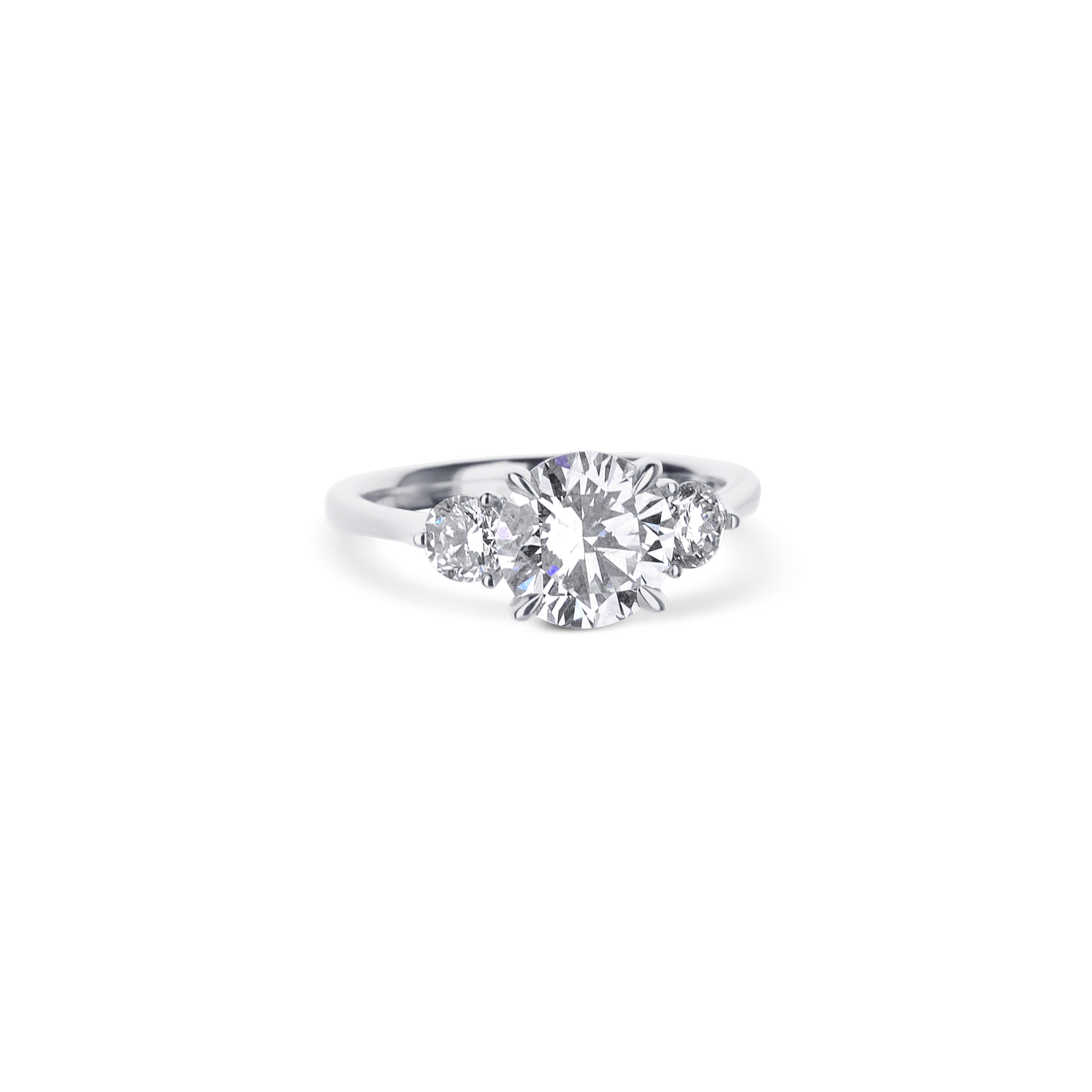 2 Carat Triple Excellent Round Engagement Ring With Ravishing Round Sidestones