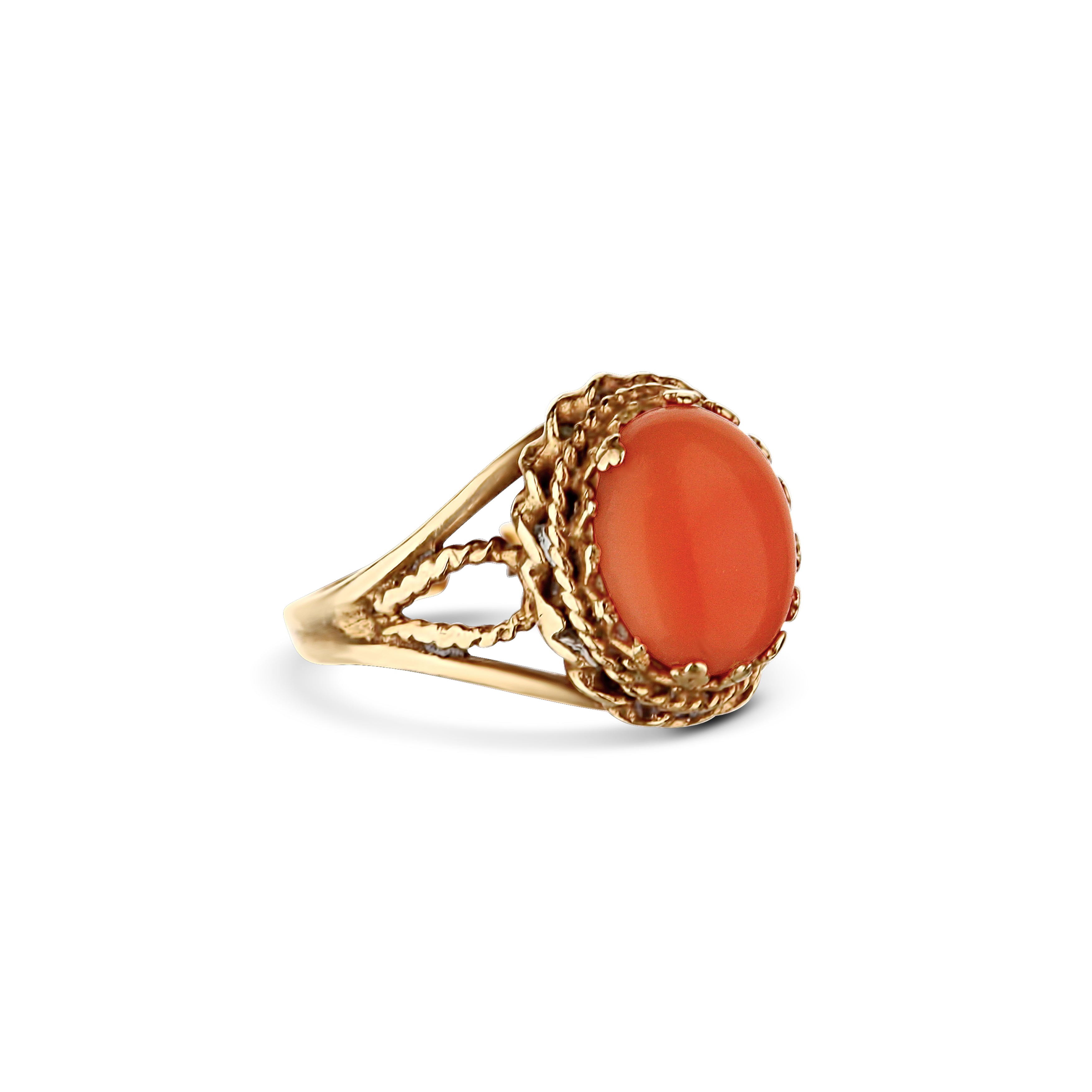 Oval Coral Cab Ring