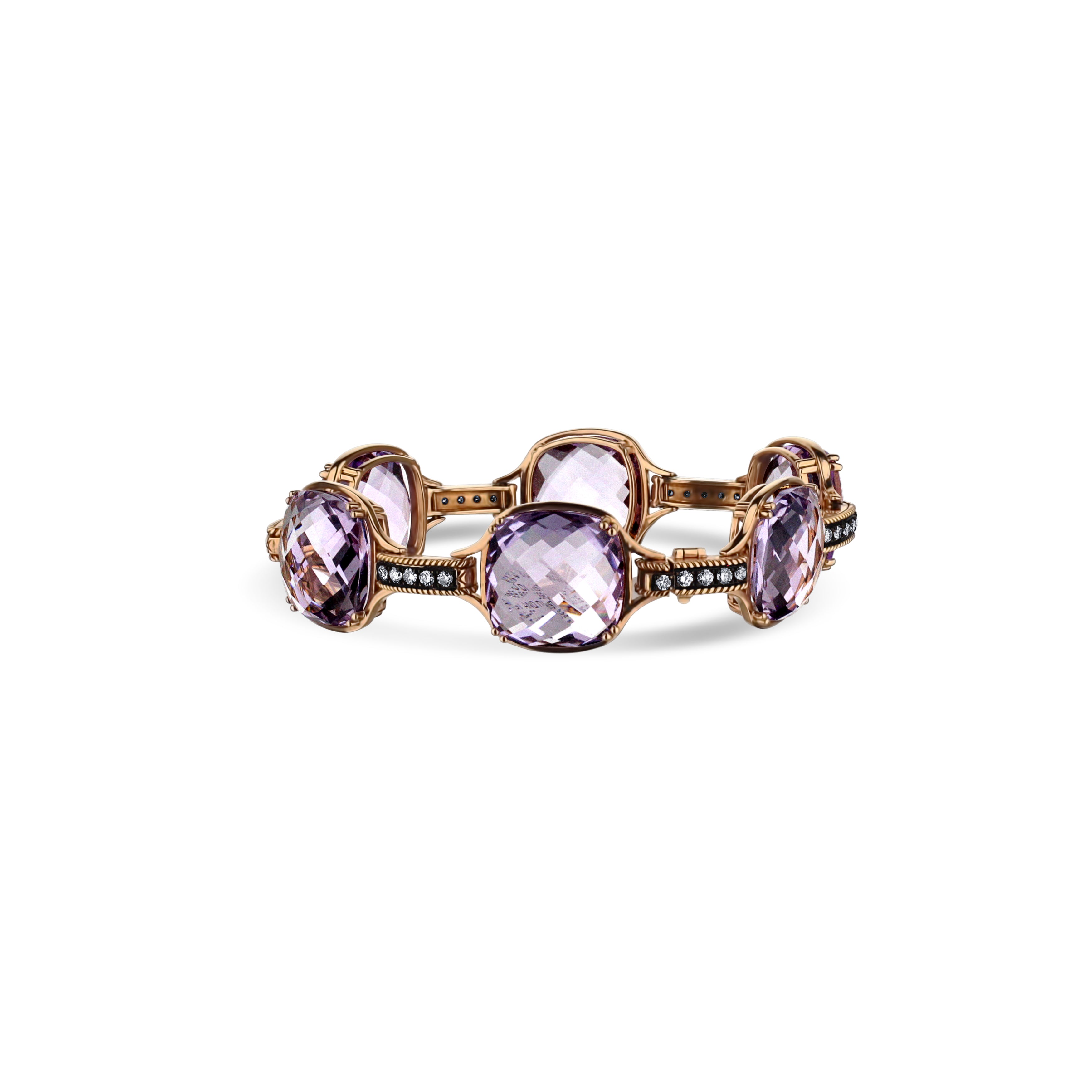 14K Rose Gold Champagne Diamond And Purple Amethyst Rose Gold Bracelet