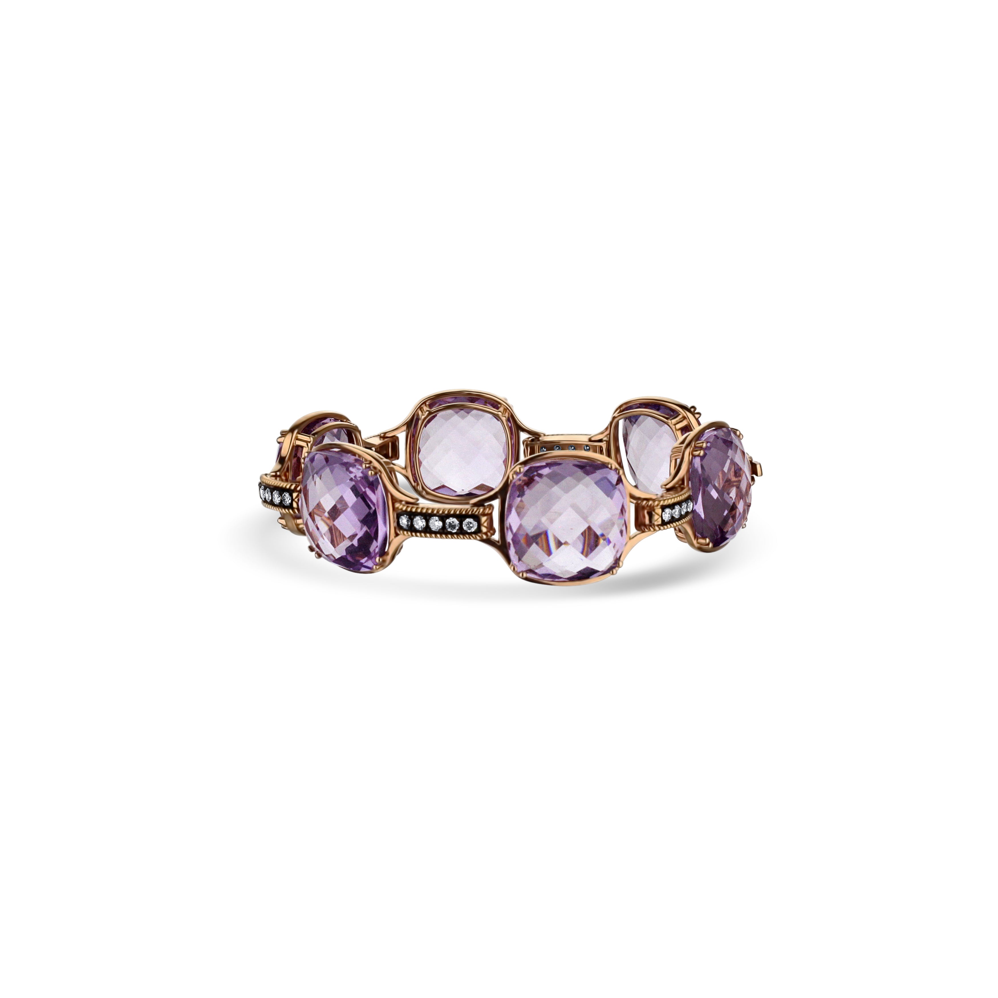 14K Rose Gold Champagne Diamond And Purple Amethyst Rose Gold Bracelet