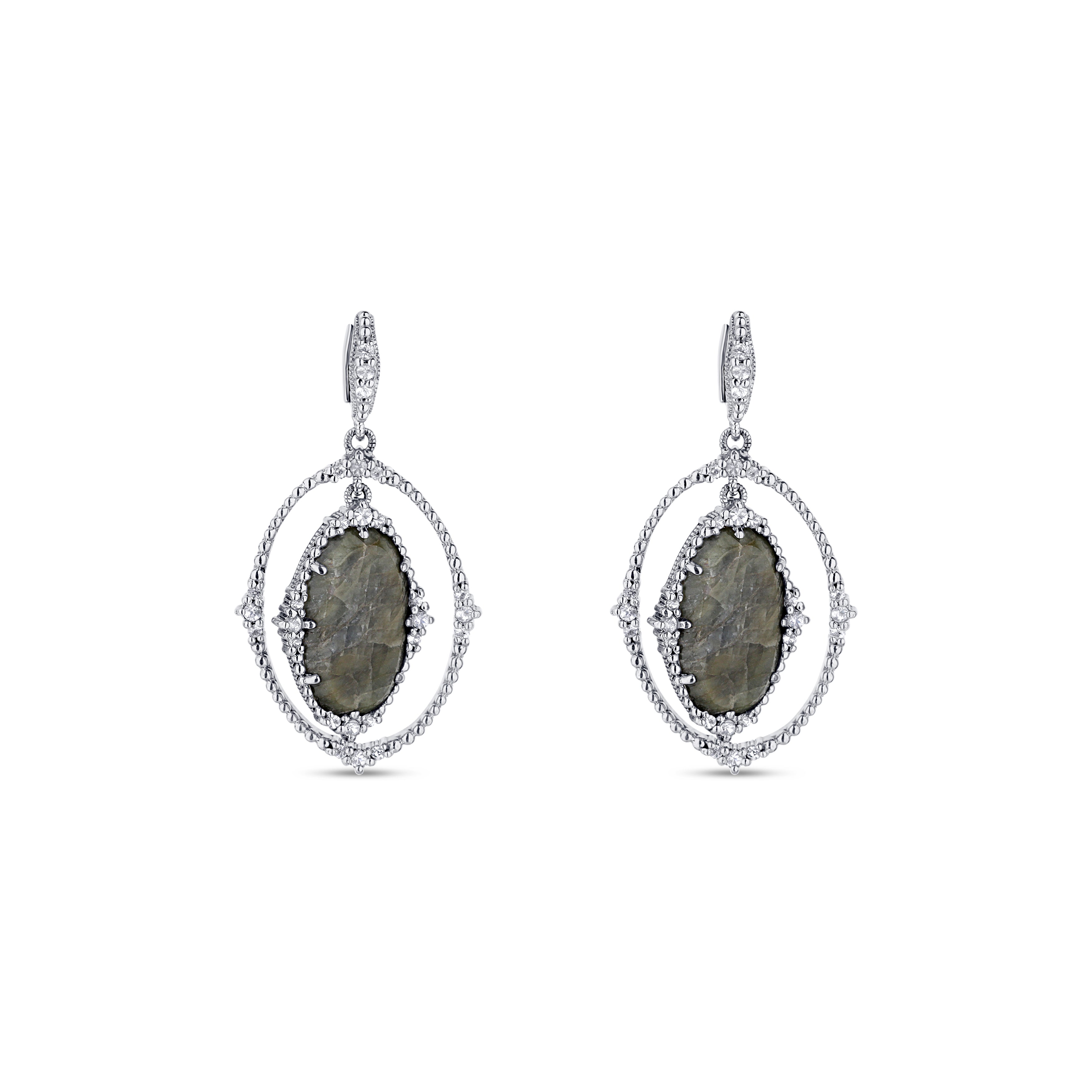 Oval Navy Sapphire Sophia Drop Earrings