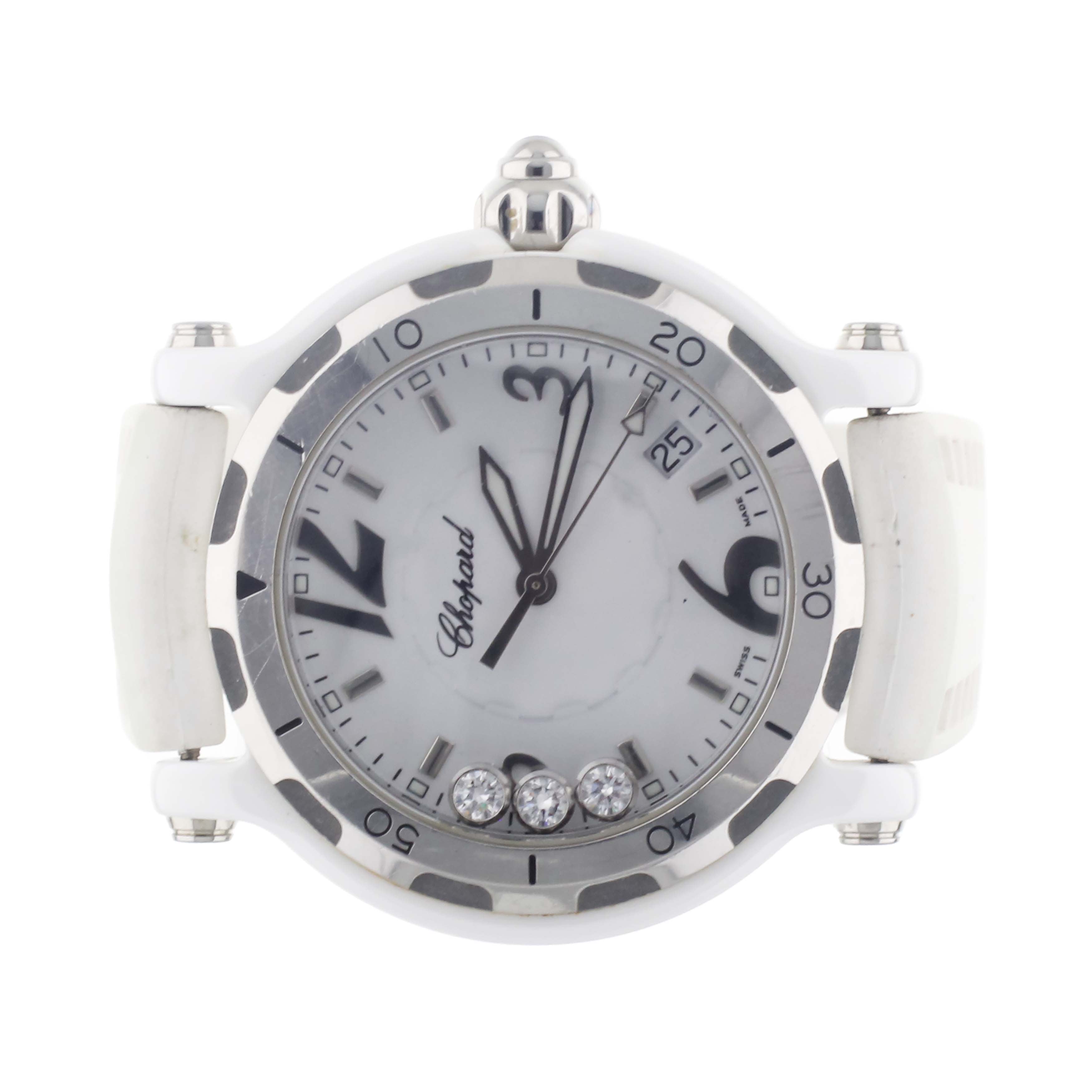 Chopard Happy Sport White Ceramic White Dial Rubber Strap Quartz 38mm 28/8507