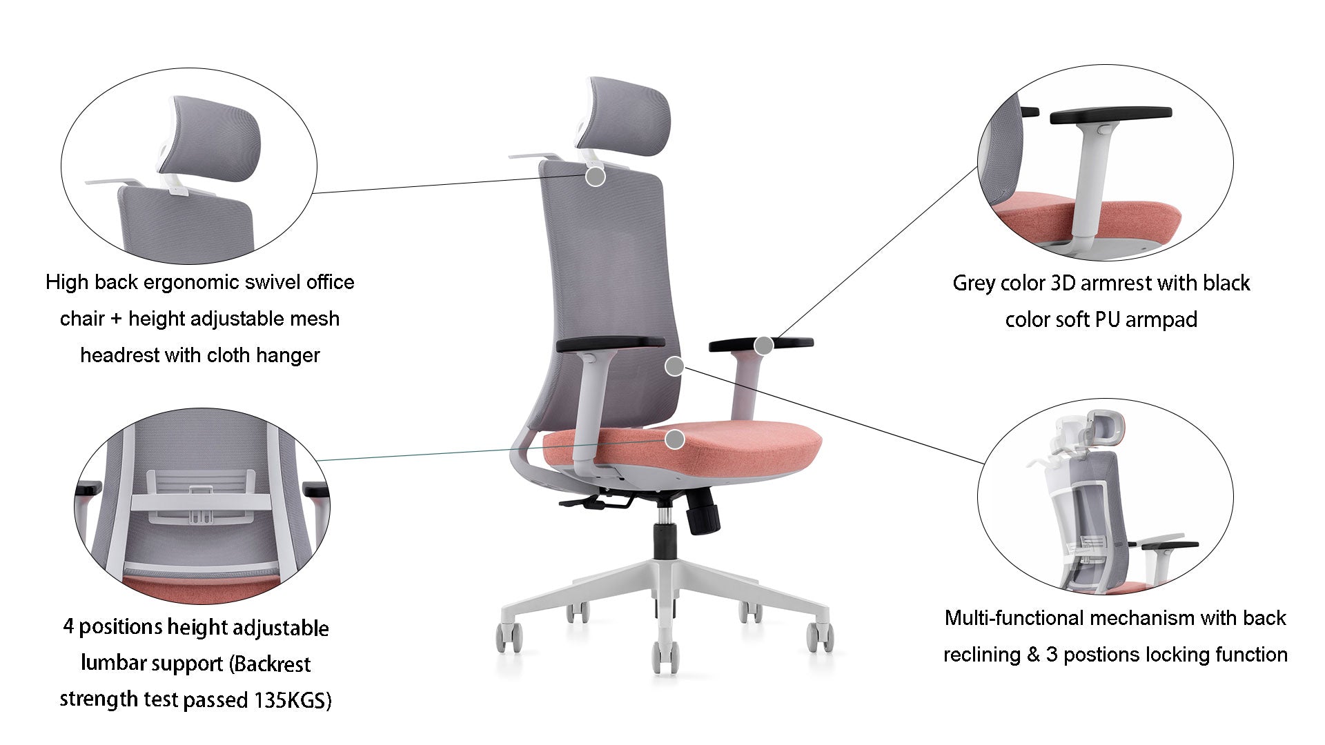 Knoll Magnetic Adjustable Lumbar Support Pad for Life Office Chair P/N:  1AC0180