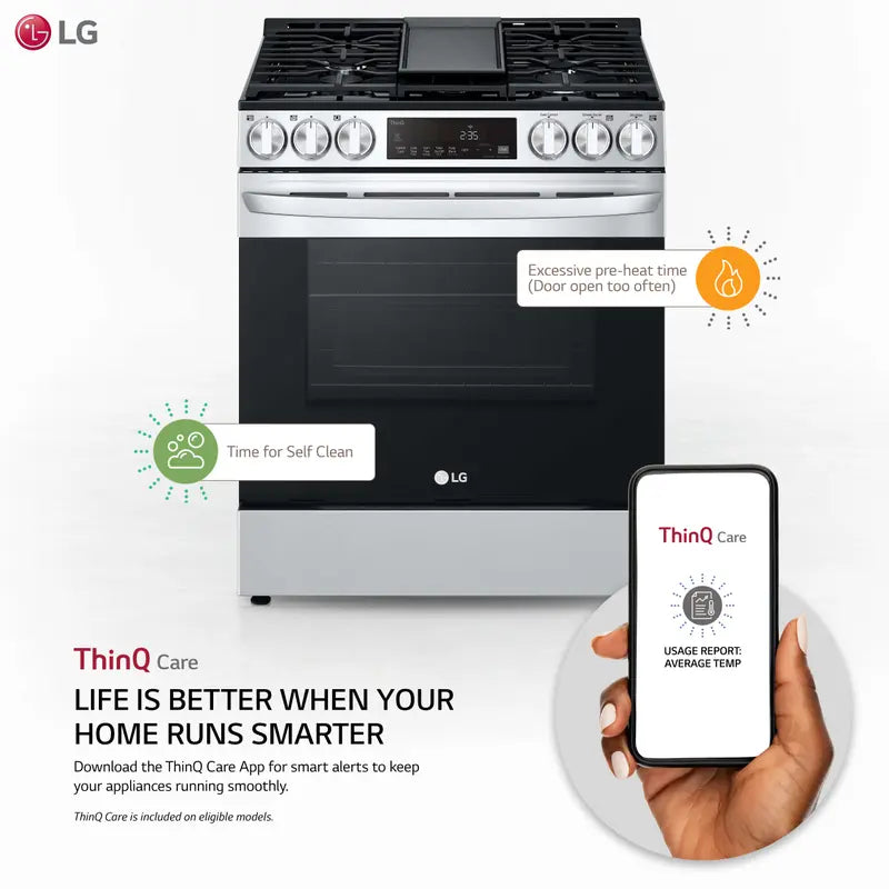 LG 5.8 cu ft. Smart Wi-Fi Enabled Fan Convection Gas Slide-in Range with Air Fry & EasyClean?