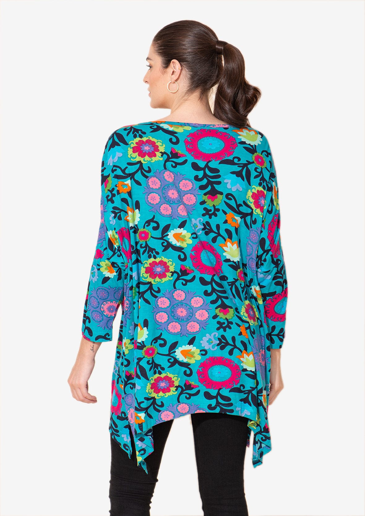 Floral Top With Asymmetrical Hem