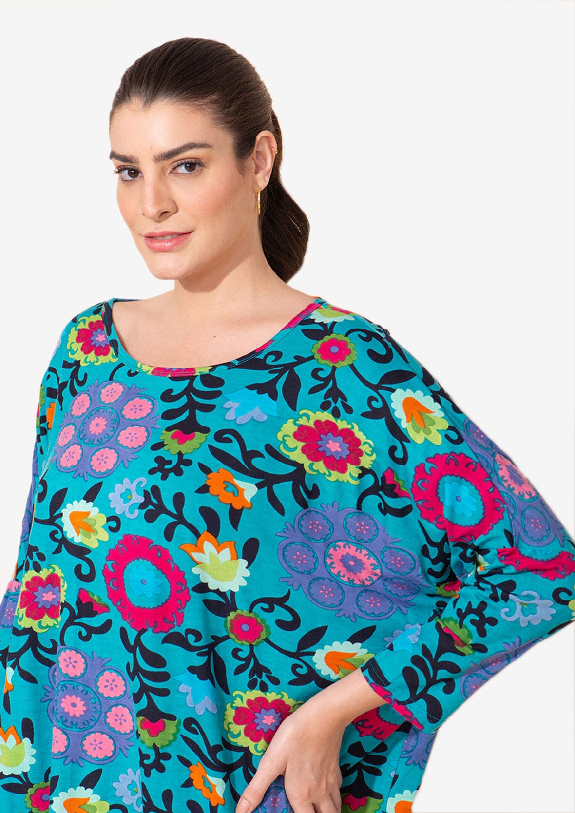 Floral Top With Asymmetrical Hem