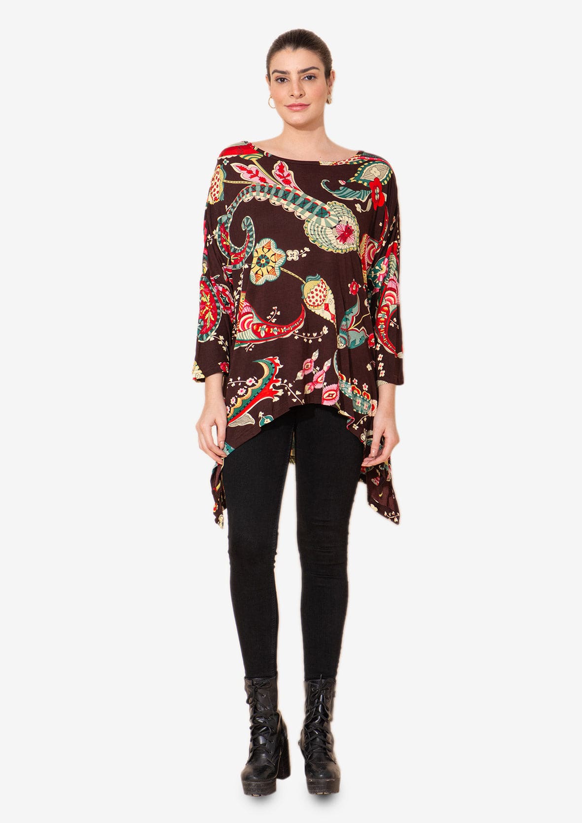 Floral Top With Asymmetrical Hem