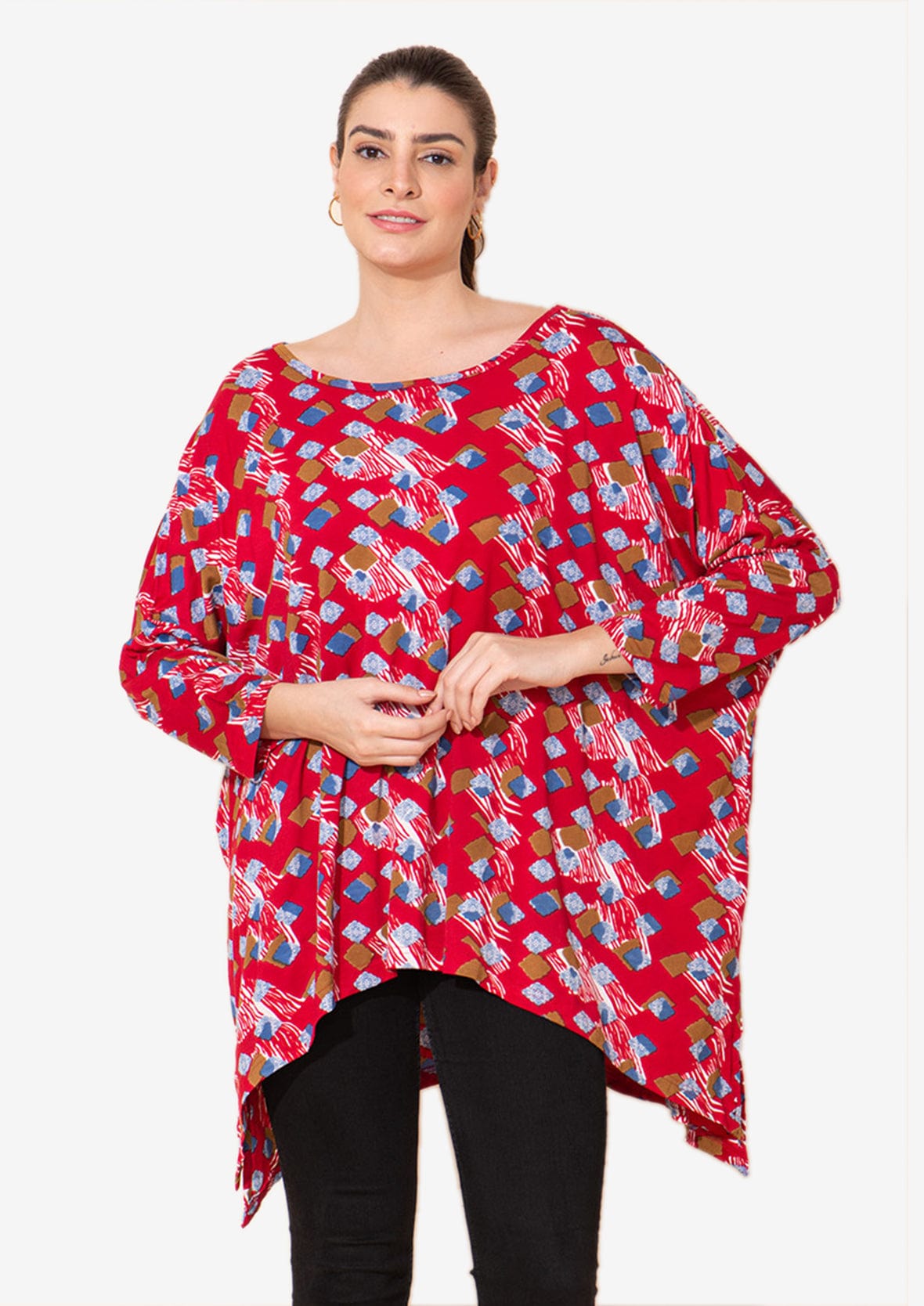 Floral Top With Asymmetrical Hem